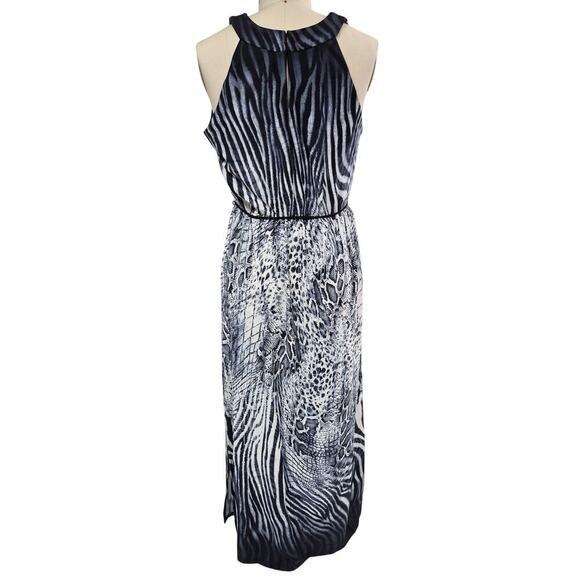 NWT Studio One Maxi Dress Mixed Animal Print Beaded  Necklace Strap Sz 14 P - Picture 5 of 10